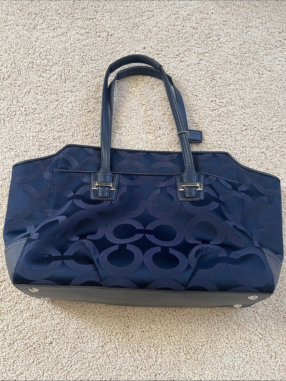 Coach Navy Signature Tote Bag